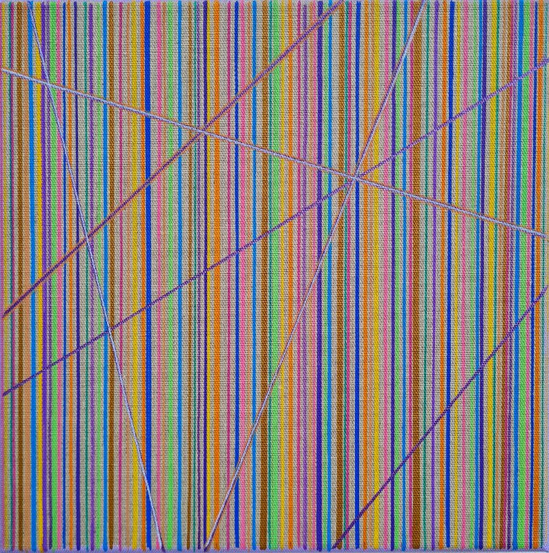 Coloured lines 2 lila 2026, 30x30, Acryl-Acrylstifte auf Leinwand, € 290